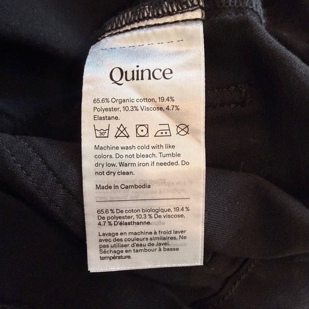 Quince Bella Stretch Patch Pocket Wide Leg Jeans Denim Cropped Black 28 Long NWT - Picture 12 of 13